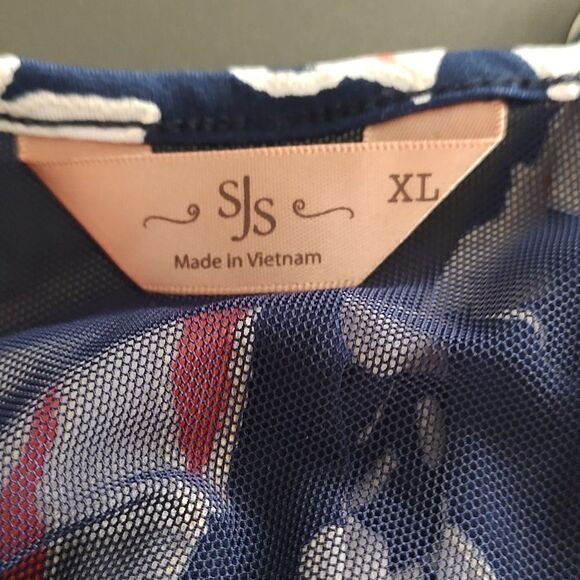 SJS  floral sleeveless top blouse  Sz XL - Picture 5 of 5